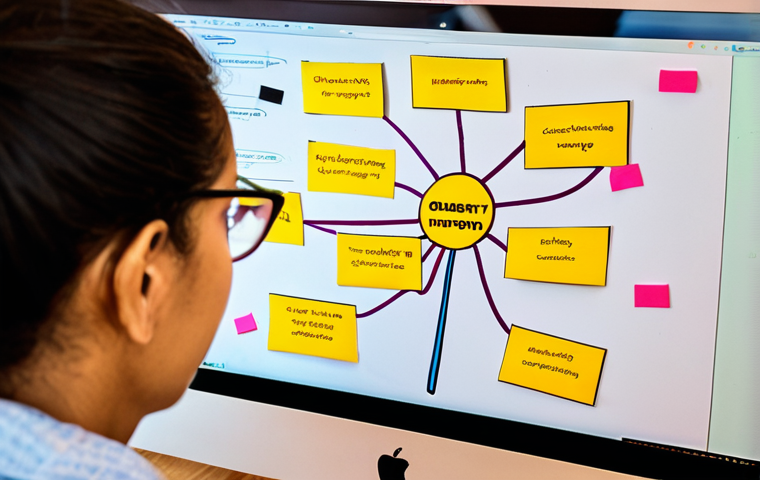 **Prompt:** A vibrant empathy map with sticky notes and colorful markers, illustrating a diverse customer persona experiencing frustration with a complicated website checkout process. The scene should convey a collaborative workshop setting with people brainstorming solutions. Focus on warm lighting and a feeling of understanding and problem-solving.