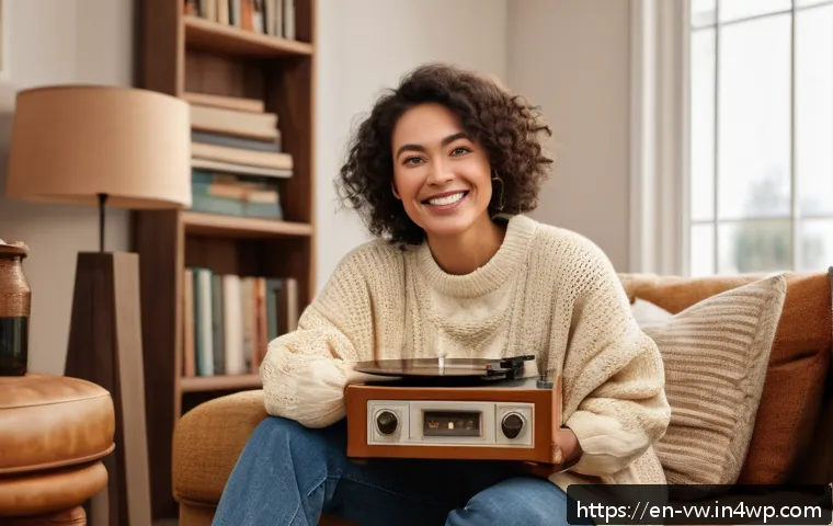 소비자 심리에 따라 변화하는 소비 패턴 - A cozy, warmly lit scene inside a stylish living room where a middle-aged woman is wrapped in a soft...